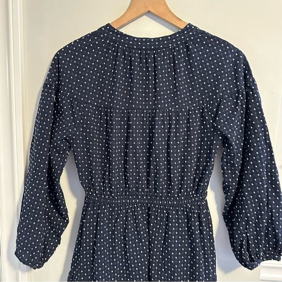 Madewell Navy Blue White Cross Cotton Long Sleeve Maxi Dress Small - Picture 7 of 14